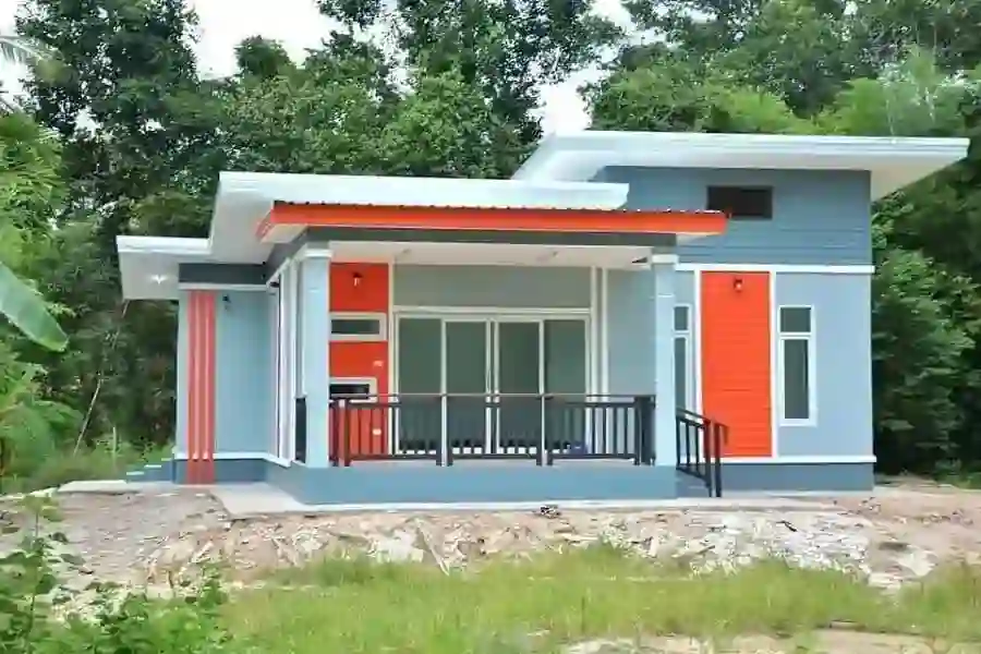 Grey, white, and orange house color