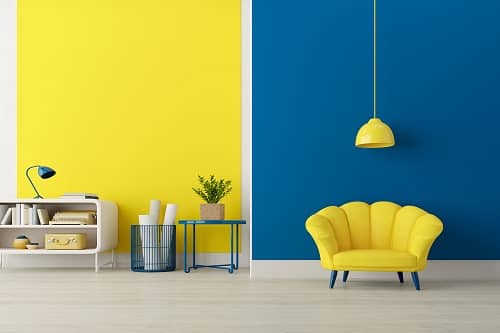 blue and yellow colour combination for living room