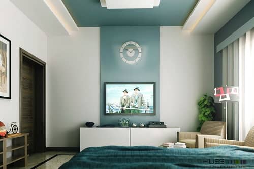 teal and white colour combination for living room